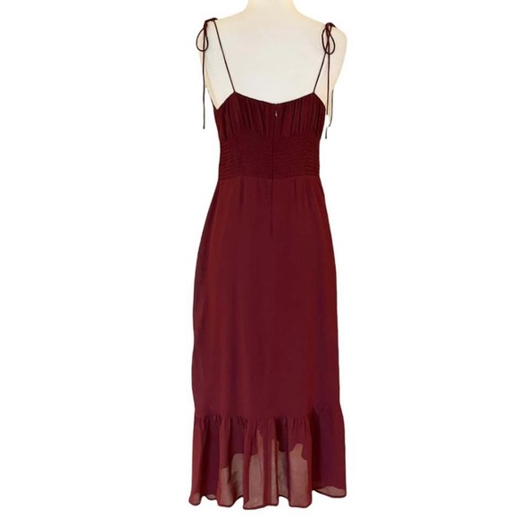 REFORMATION Embry Dress Burgundy Plum Sleeveless Ruffle Tie Straps Chiffon 8 NWT - Picture 5 of 14